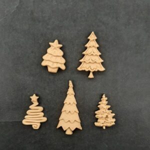 Ξυλόγλυπτο Διακοσμητικό Χριστουγεννιάτικο Δέντρο σετ 5 Τεμαχίων
