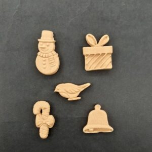 Ξυλόγλυπτο Διακοσμητικό Χριστουγεννιάτικο Στολίδι  σετ 5 Τεμαχίων