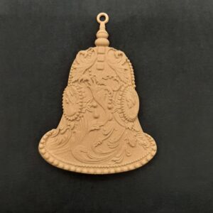 Ξυλόγλυπτο Διακοσμητικό Χριστουγεννιάτικη Καμπάνα  8,5εκ. Χ11,5εκ.