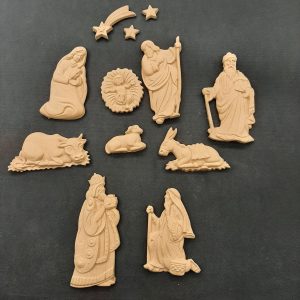 Ξυλόγλυπτο Διακοσμητικό Φάτνη  Σετ 12 τεμ 9,5εκΧ5εκ.
