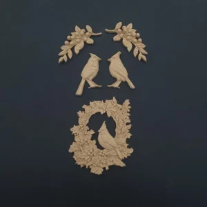 Ξυλόγλυπτος Χριστουγεννιάτικος Καρδινάλιος Σετ 5τεμ.