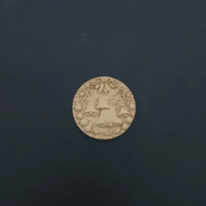 Ξυλόγλυπτη Στρογγυλή  Εικόνα Με Καμπάνες Διάμετρος 7εκ.