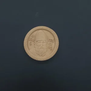 Ξυλόγλυπτη Εικόνα Άγιος Παίσιος Διάμετρος 12εκ. με ξύλινη πλάτη